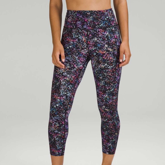 Lululemon Fast & Free Floral Spray Multi Color High Rise Leggings Tights 2 - Picture 1 of 7